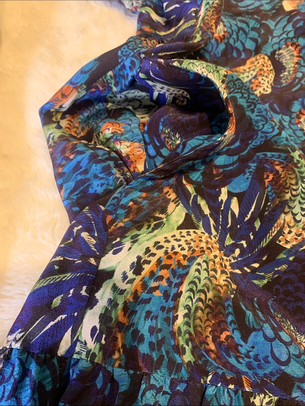 SALONI Multicolor Printed Tiered V-Neck Long Sleeve Dress - Picture 7 of 11